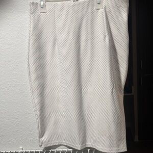 Chic White Polka Dot Pencil Skirt